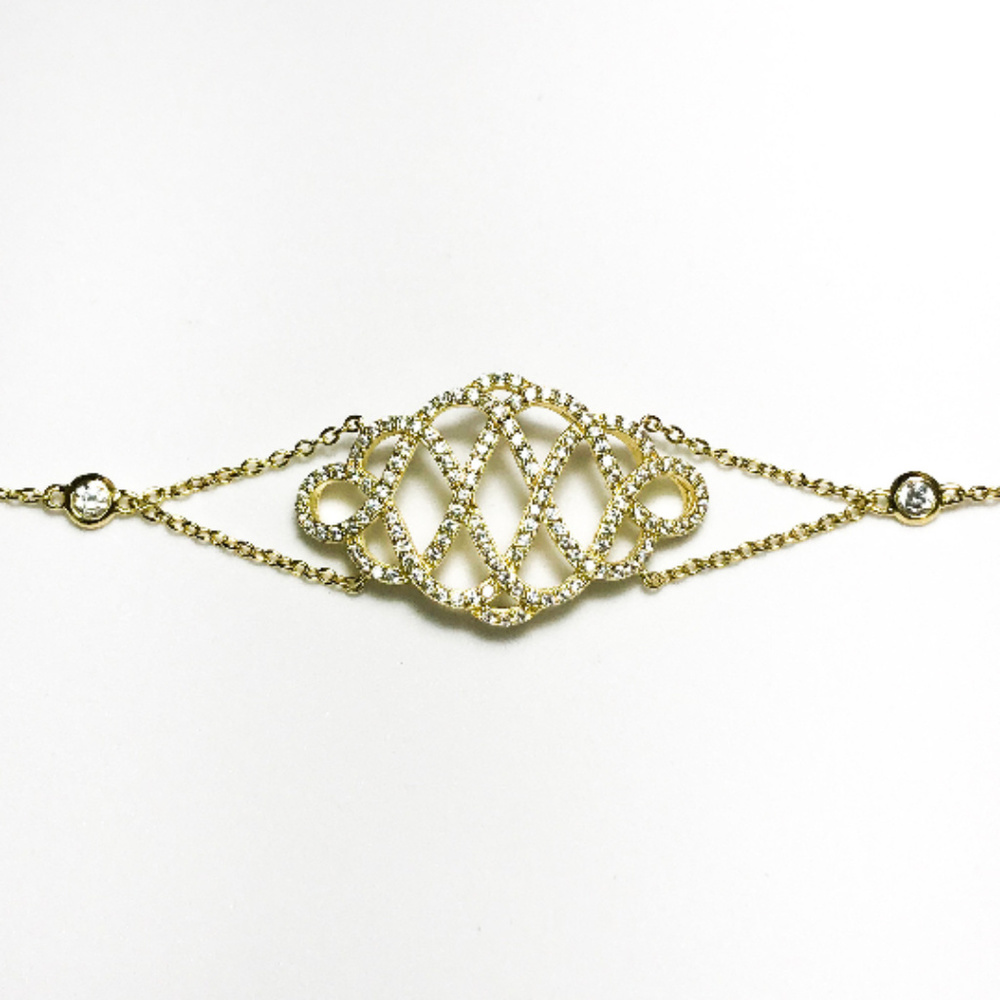 Yellow Gold Cz Oval Design with Stones Bracelet